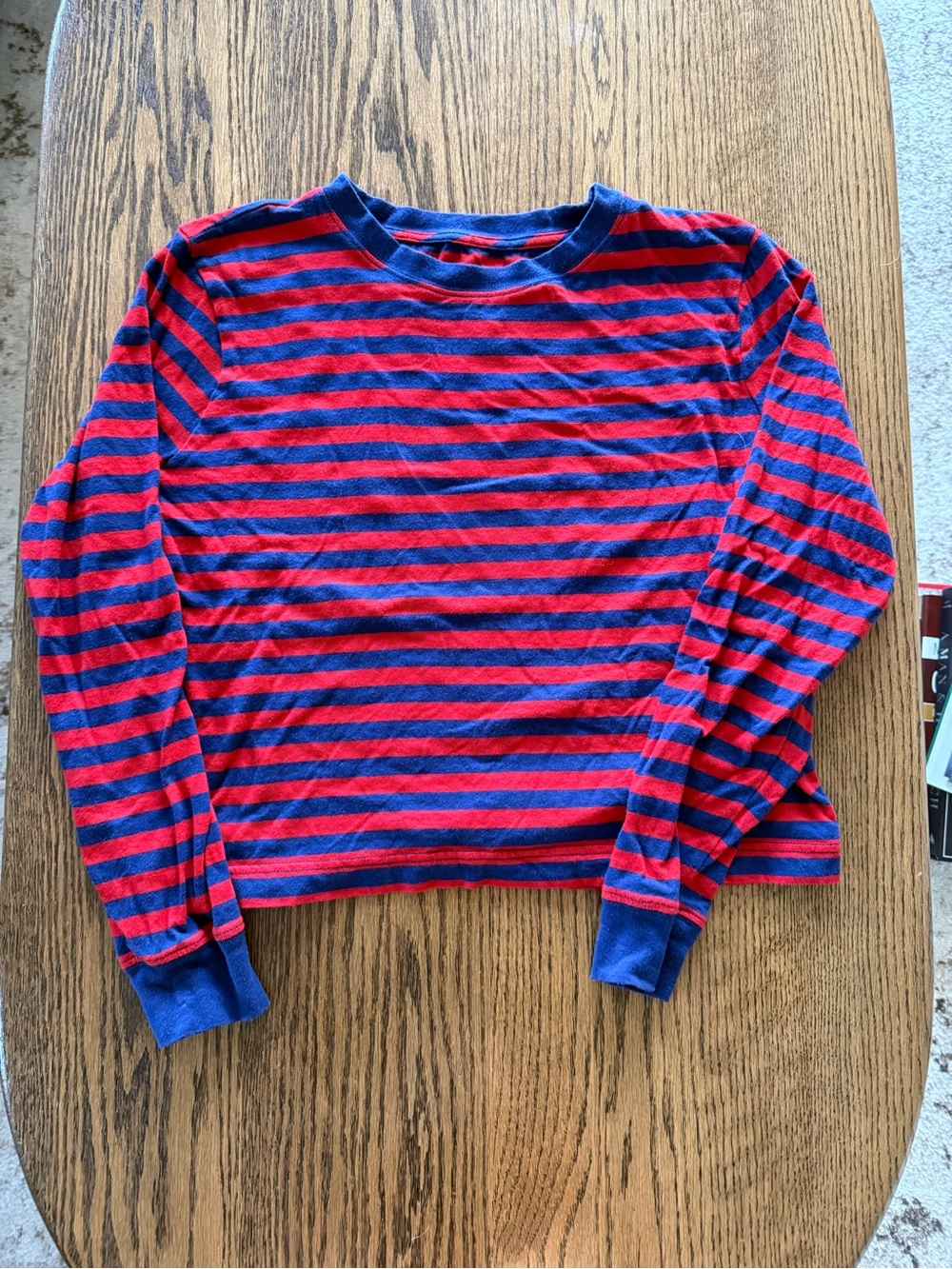 J.Crew Red and Navy Striped Cropped Tee
